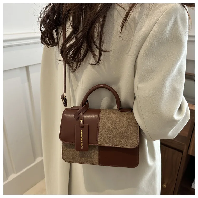 Damen-Aktentasche Handtasche Crossbody Schultertasche mit Druckknopfverschluss Alltagstasche Geometrisches Muster Formelle Arbeitstasche – Detail 15
