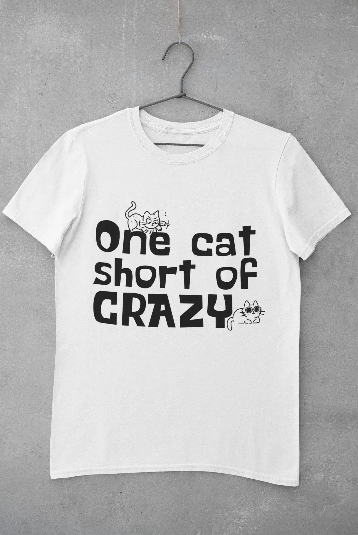 One Cat Short Of Crazy T Shirt Love Lover Mom Animal