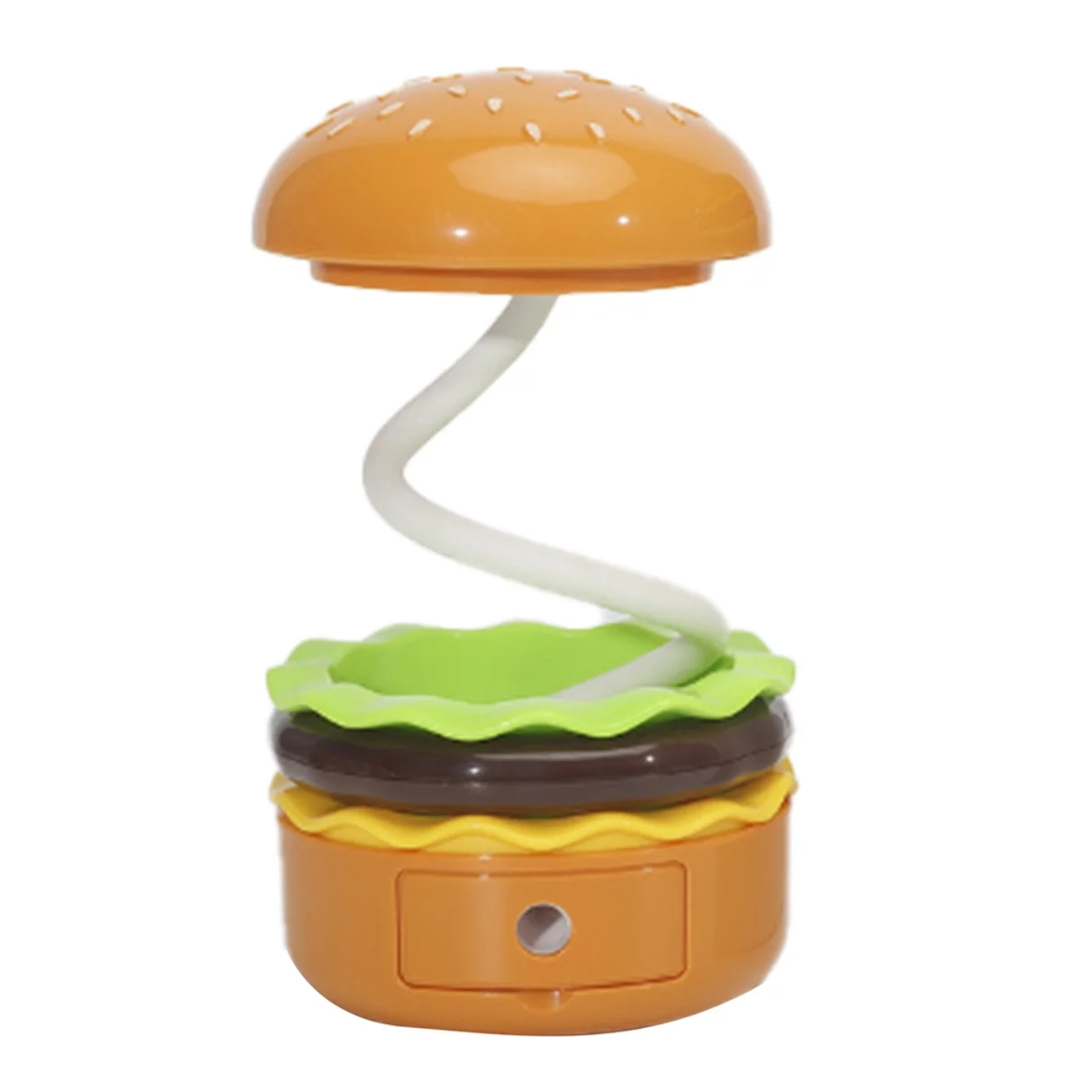 Cute Desk Lamp for Kids, Rechargeable Hamburger Small Desk Lamp with Adjustable Neck Touch Switch with Pencil Sharpener