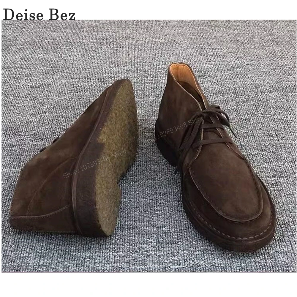 Oxford Coffe Men Dress Shoes Cross Tied Round Toe Suede High Quality Lace-up Flat with Fashion Men Shoes 2023 Zapatillas Mujers