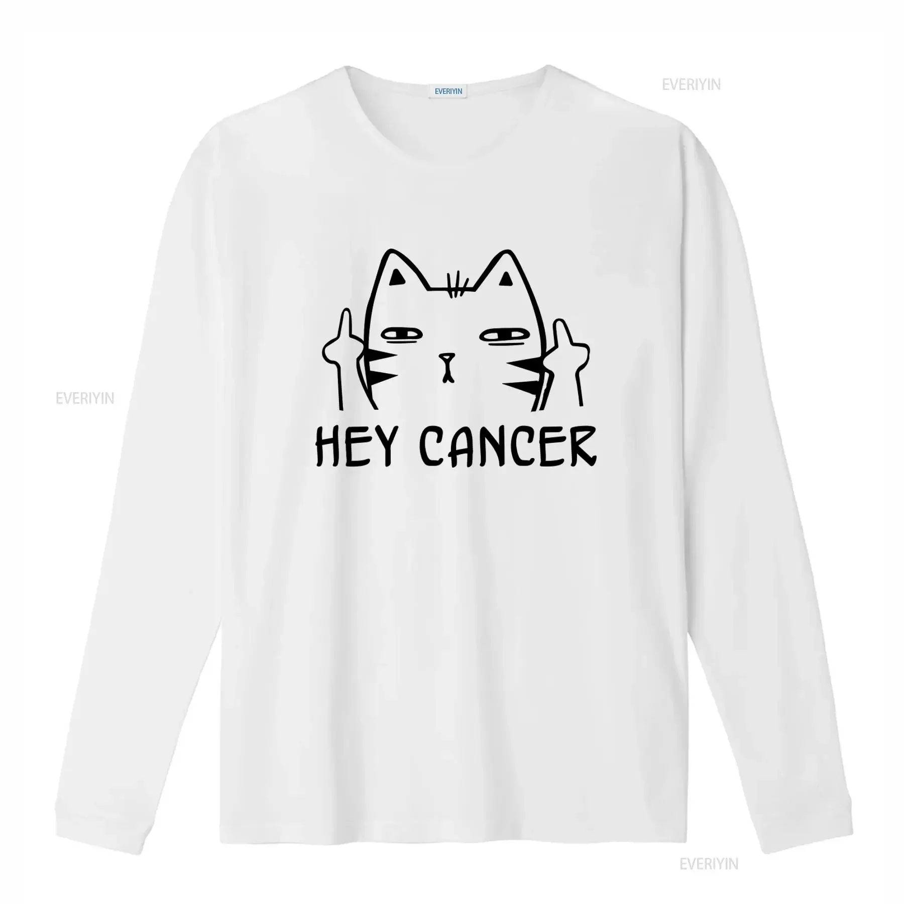 Hey Cancer Cat Middle Finger Motivation Fighter Person Awareness October T Shirt vintage Washed Soft designer clothes graphic