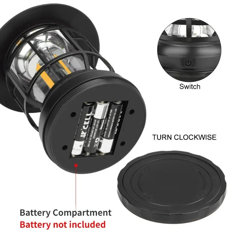 빈티지 강력한 캠핑 랜턴, 배터리 전원, 야외 텐트, 따뜻한 주변 조명, 조도 조절, 휴대용 가정용 비상 램프