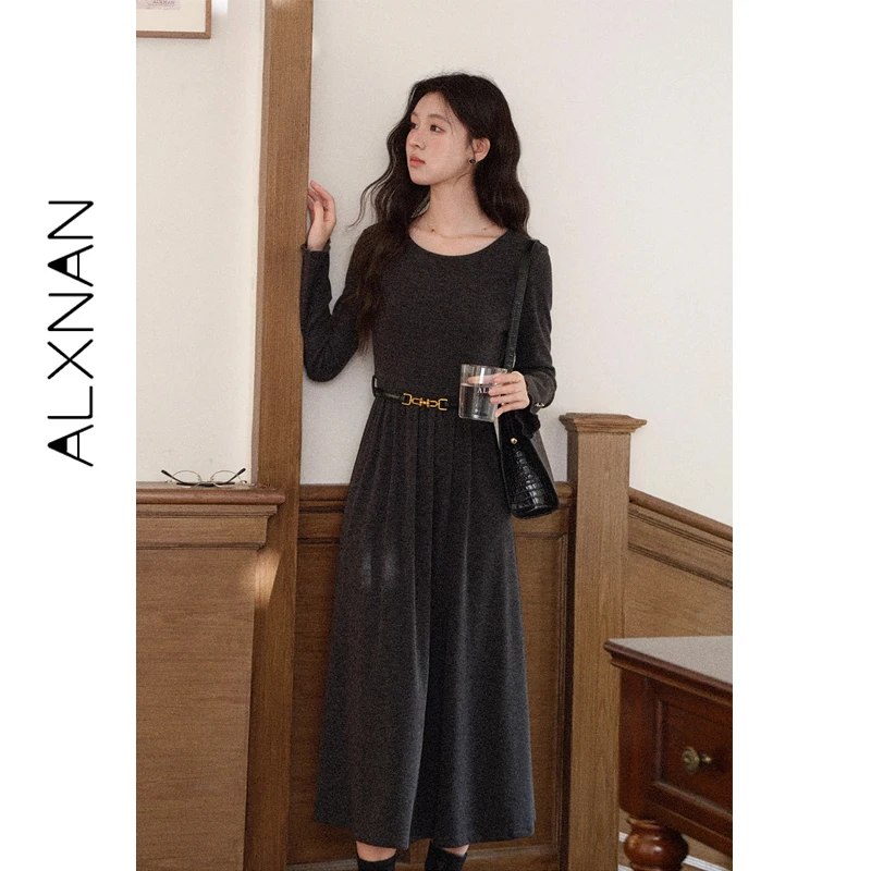 

Длинное платье ALXNAN 2026: Новая весенняя коллекция, элегантное серое платье, универсальная модель для деловых женщин DYL663064