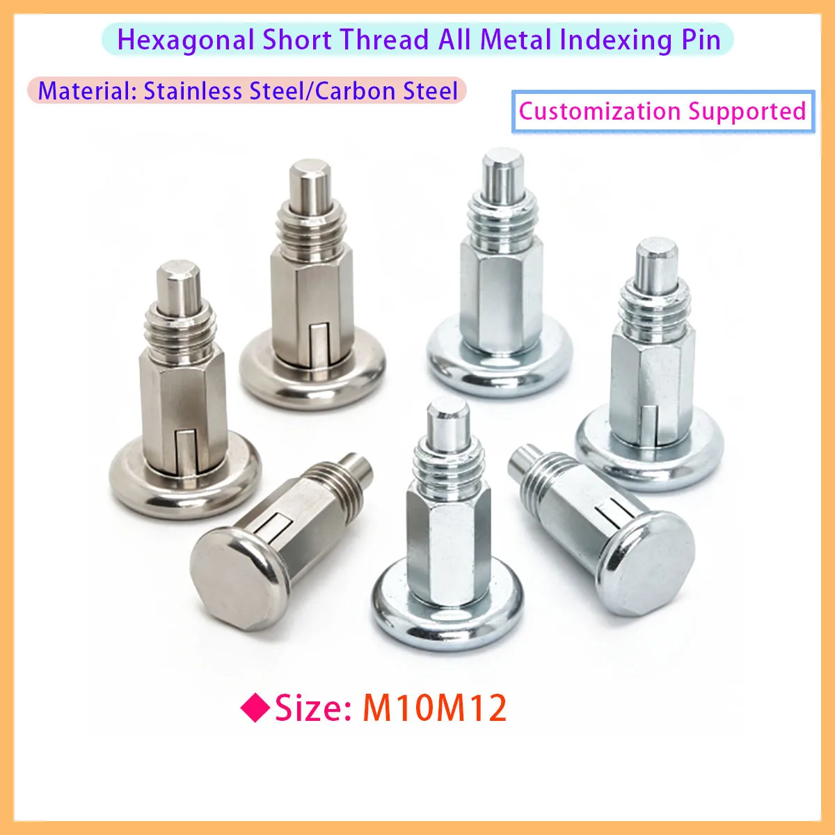 M10 M12 RS Hex Short Thread All Metal Self Lock Reset Index Plunger Spring Lock Pin