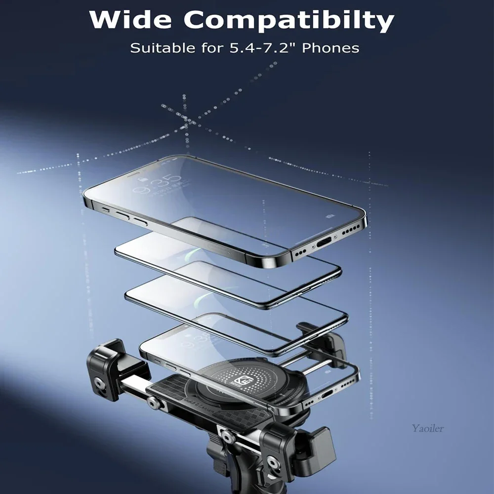 Motorcycle Phone Mount Vibration Dampener Not Block Camera Anti-Theft Motorycle Phone Holder Handlebar Mount for 5.4-7.2" Phone