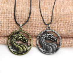 Fashion Vintage Charm Game Mortal Kombat Necklace Dragon Totem Alloy Necklace Holder Gift for Men