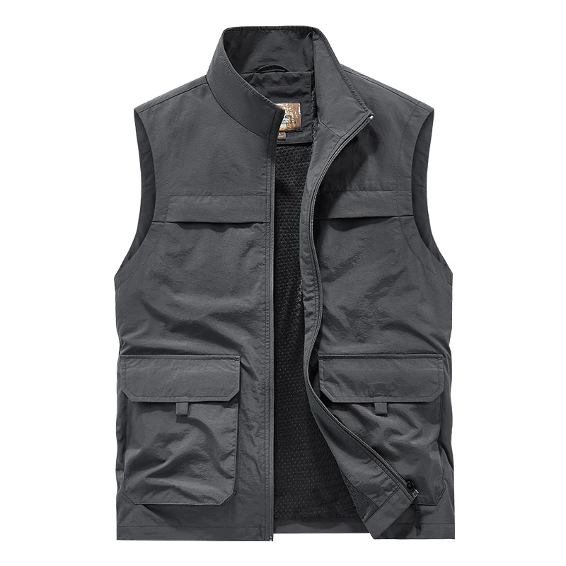 Summer Men Breathable Outdoor Sleeveless Vest Mens Tactical Sport Casual Vest Man Fish Multi Pocket Vest Waistcoat Plus Size 6XL