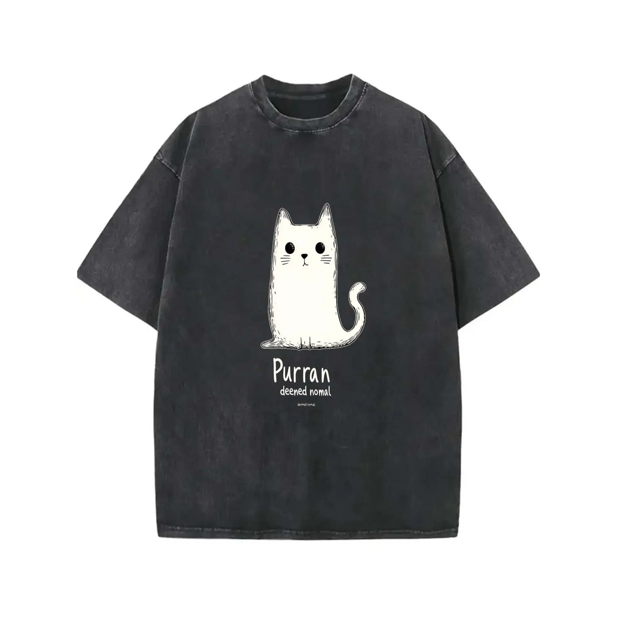

"Cute Cat 'Purran' Graphic T-Shirt for Women | Vintage Washed Cotton Tee | Kawaii Pet Lover Gift | Y2K Aesthetic Top"