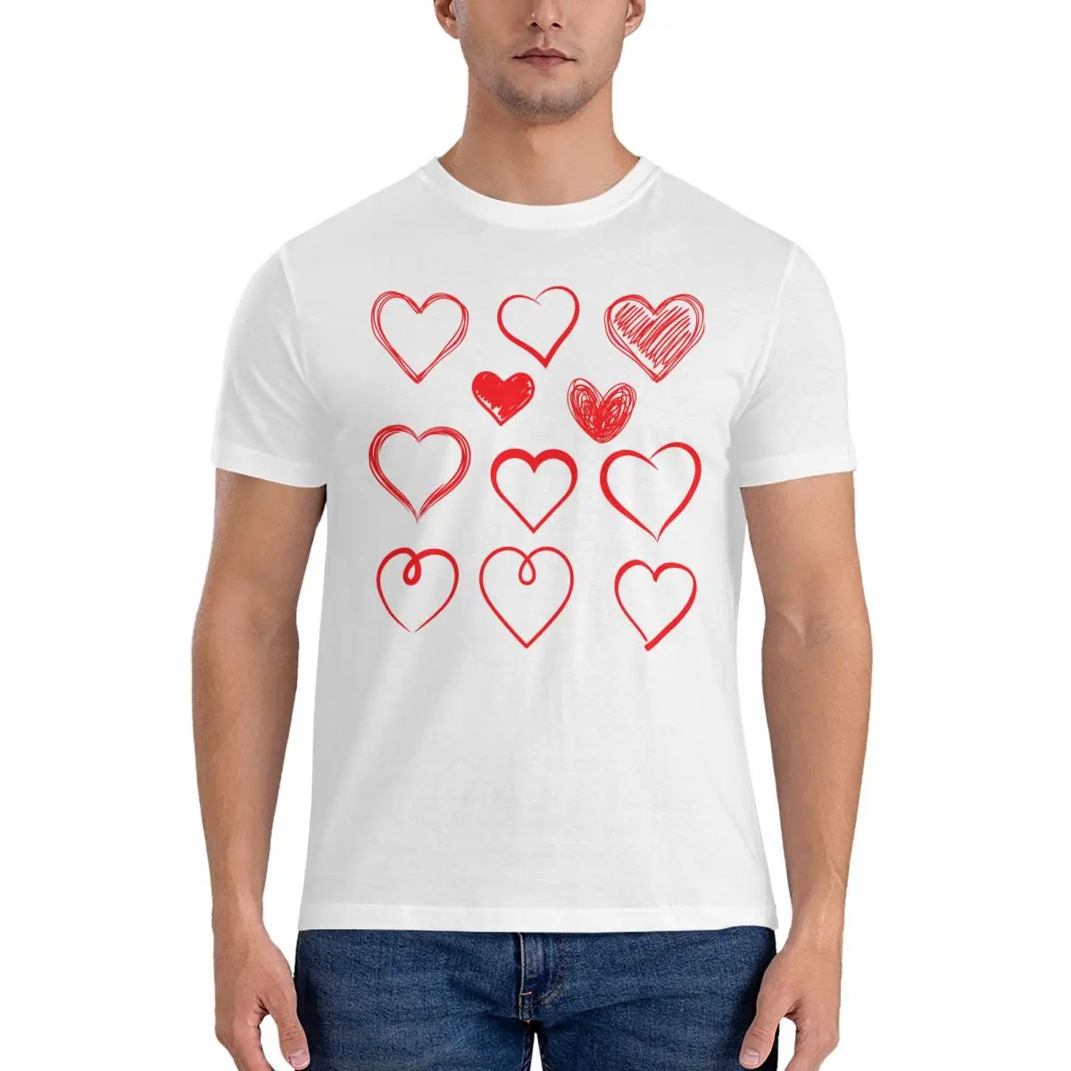 Letter printed animal pattern men's 100% pure cotton printed short sleeved T-shirt men's high-definition printing wrinkle