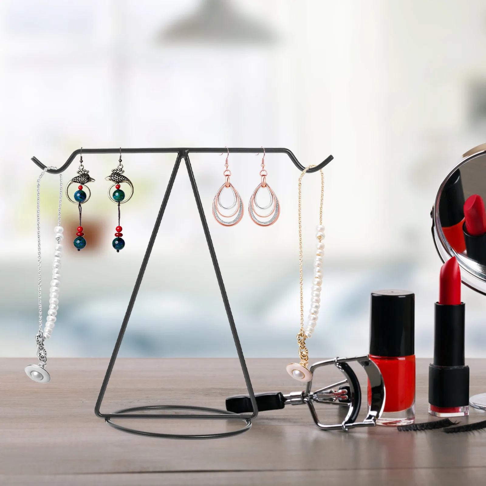 

2Pcs Iron Jewelry Display Stand for Earrings Necklaces Pendants Tassels Modern Desktop Organizer Storage Rack Elegant Space