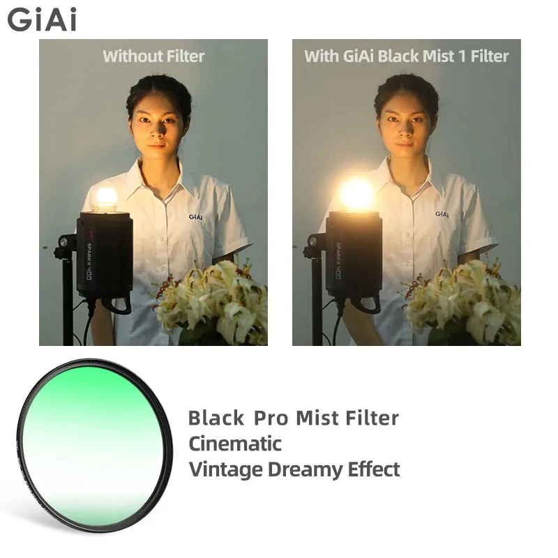 GiAi 1/2 1/4 1/8 Black Mist Filter 82mm 77mm 72mm 67mm 55mm 52mm 49mm 46mm 40.5mm 37mm Camera Lens Filter Kit