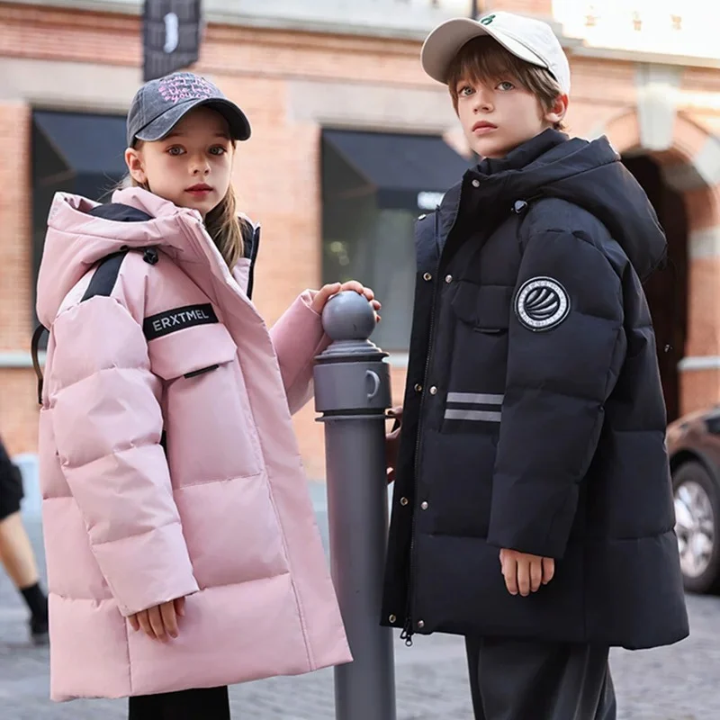 

OLEKID 2025 зимний пуховик для девочек с капюшоном, толстая теплая куртка для девочек-подростков, пальто для детей 5-12 лет, детская парка, верхняя одежда для мальчиков