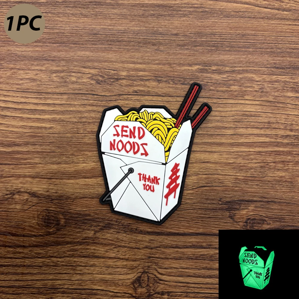 Fun Box-Shaped Chopsticks Decorated with Special-Shaped Patches, Featuring a Luminous Effect, 2D Flat Pvc Material, Armbands, Versatile Decorative Patches for Bags and Clothing, and Free Matching Felt Badge Appliques