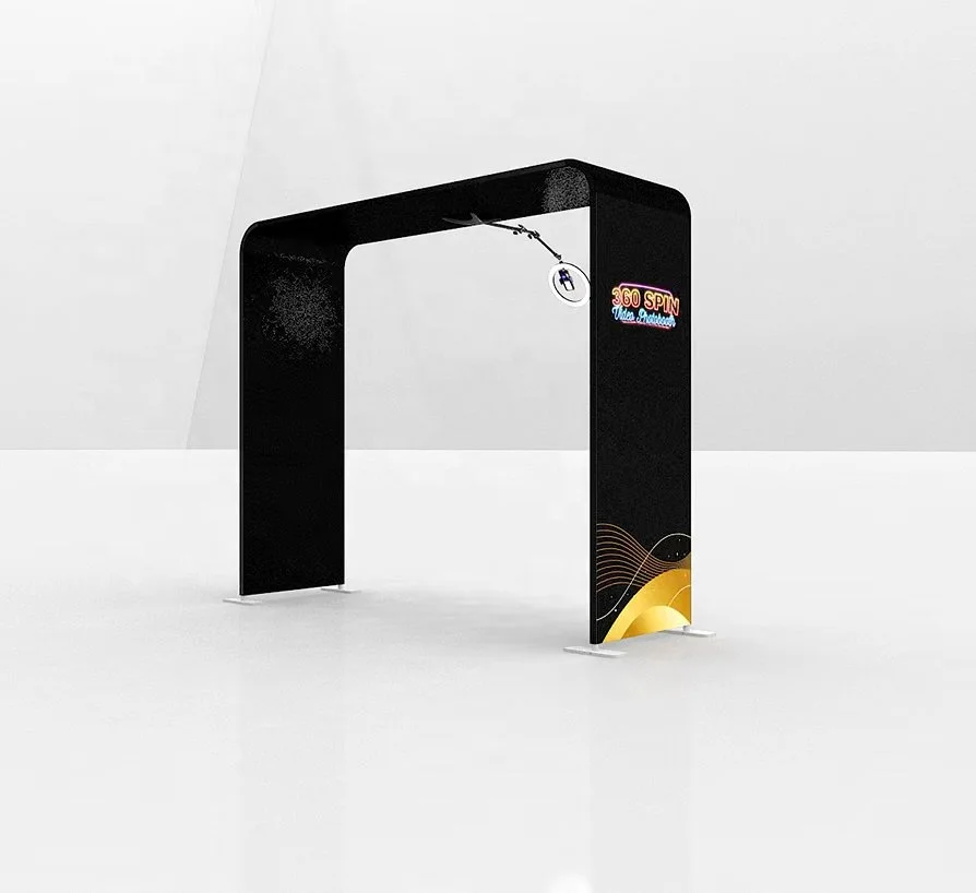 Auto-Rotating 3D Overhead 360 Photo Booth with Light Emitting Diode Filled Portable