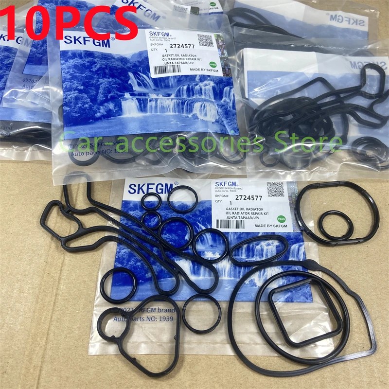 10Set Engine Oil Cooler Gasket Seal Set 2724577 For Chevrolet Aveo Trax Cruze Orlando Sonic Croma Opel Astra Zafira 1.6L 1.8L