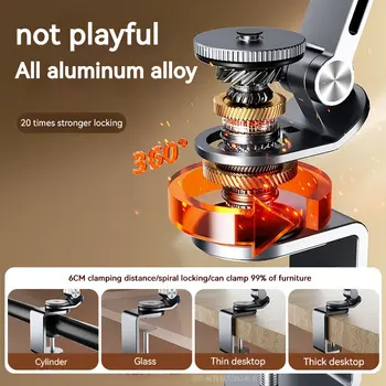 適用於 iPad、Galaxy、小米等手機平板電腦的長臂支架,桌面夾式支架,可旋轉可折疊,附夾子式安裝座 6 最佳銷售 平板電腦支架夾 - №3