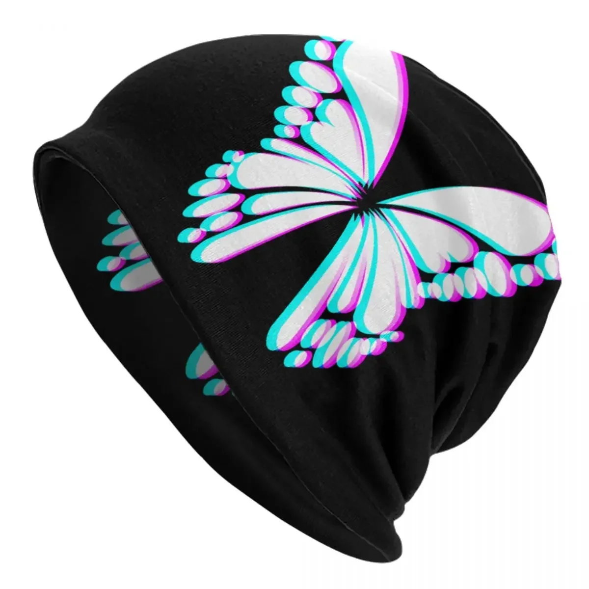 Butterfly Glitch Effect Caps Goth Autumn Winter Outdoor Skullies Beanies Hat Summer Warm Thermal Elastic Bonnet Knitted Hat