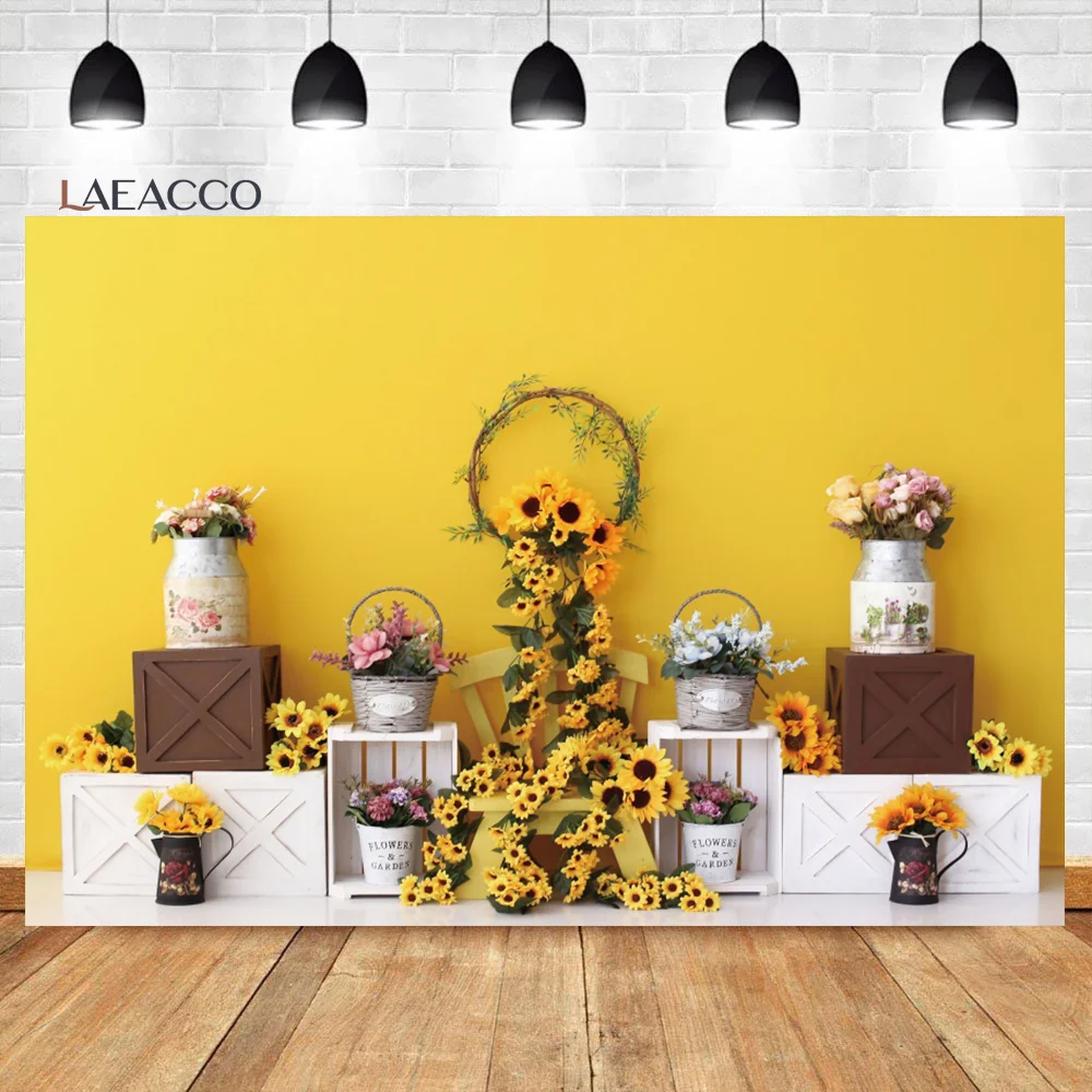 Laeacco Summer Lemon Shop Birthday Backdrop Rustic White Wood Wall Kids Baby Shower Cake Smash Portrait Photography Background