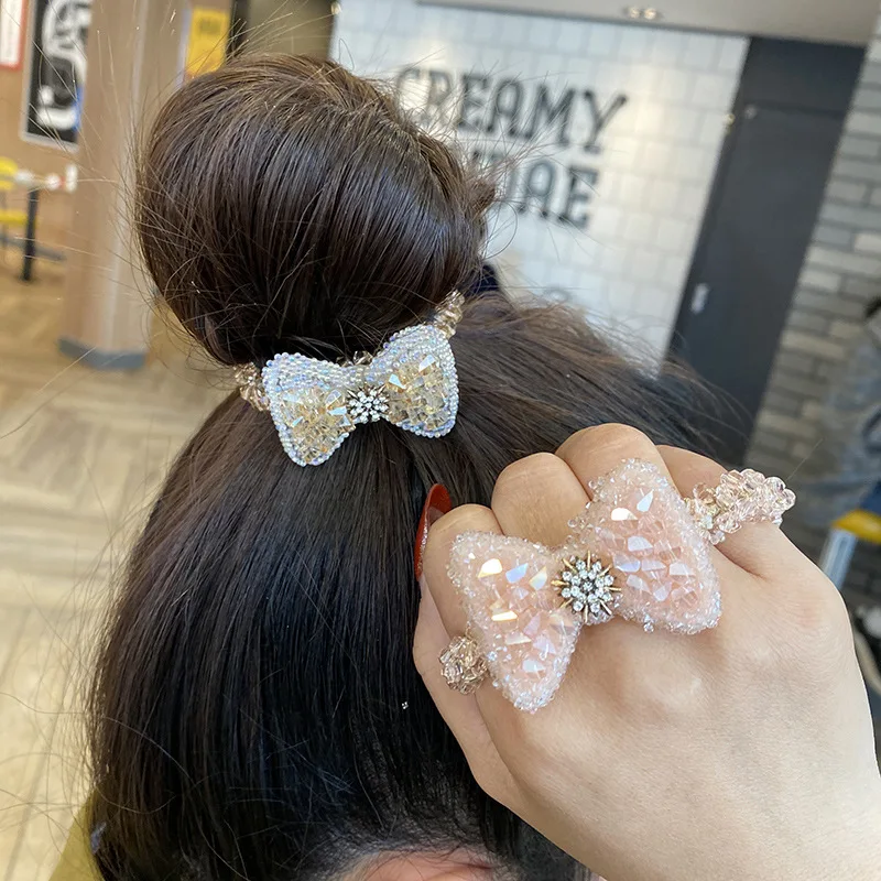

Crystal Ties Chic Influencer Hairbands Intricate Hair Elastics Korean-Style Bear Hair Ties Hair Accessories
