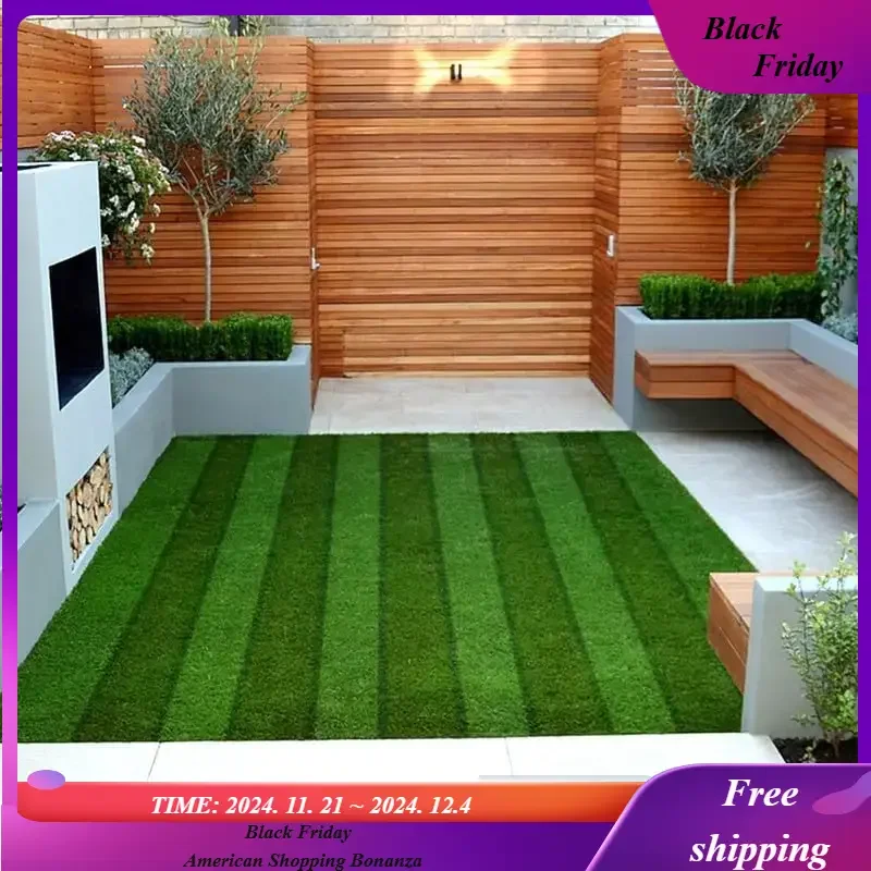 

Artificial Grass Turf Lawn Fake Grass 0.8 Inch Pile Height 11FTX11FT Realistic Synthetic Grass PU Backing Indoor/Outdoor