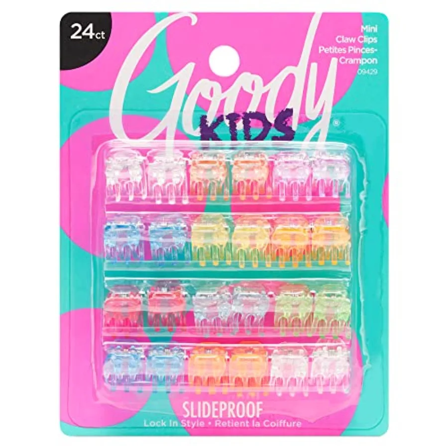 Goody Classics Mini Claw Clips - 2 Count Pack of 1,Assorted Colors - Great for Easily Pulling Up Your Hair - Pain-Free Hair Acc