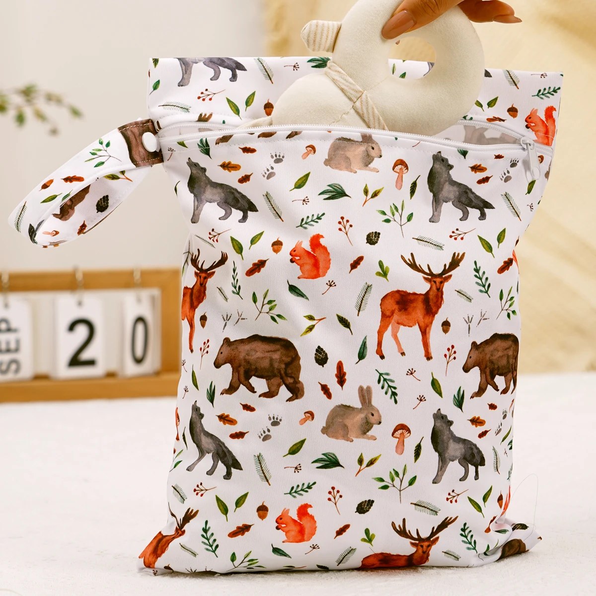 Elinfant 3 Pcs Set di borse per pannolini per bambini lavabili riutilizzabili stampe di moda Waterproo PUL Soft Farbic borsa per pannolini traspirante per bambini