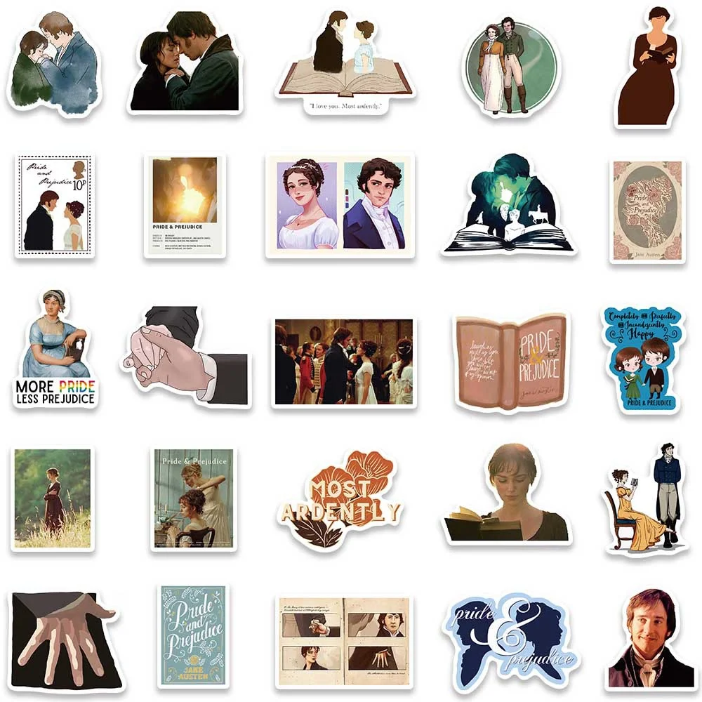 INS-Autocollants de Pride and Prejudice, Dessin Animé Créatif, Animation, iPad, Bureau, Voiture, Chaise, Décoration, Étanche, Vente en Gros, 10, 30,