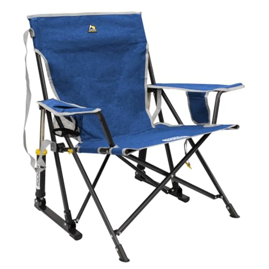 

Kickback Rocker Camping Chair Portable Folding Rocking Chair with Durable Armrests Drink Holder Relaxed Lowered Seat for Comfor
