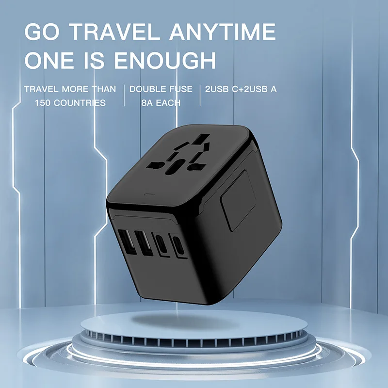 

Multifunctional International Travel Charger 2 USB 2 Type-C PD Fast Charging Power Adapter US EU UK AUS Plug Sockets Conversion