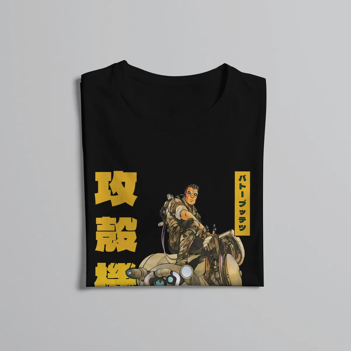Bateau Hipster TShirts Ghost In The Shell Comics Men Style Fabric Streetwear T Shirt Round Neck