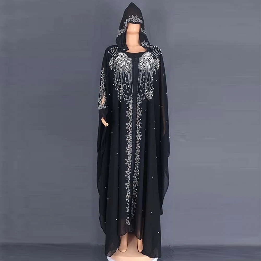 2 Piece Set Abayas For Women Dubai Luxury Chiffon Boubou Muslim Fashion Dress Caftan Marocain Wedding Party Occasions Djellaba