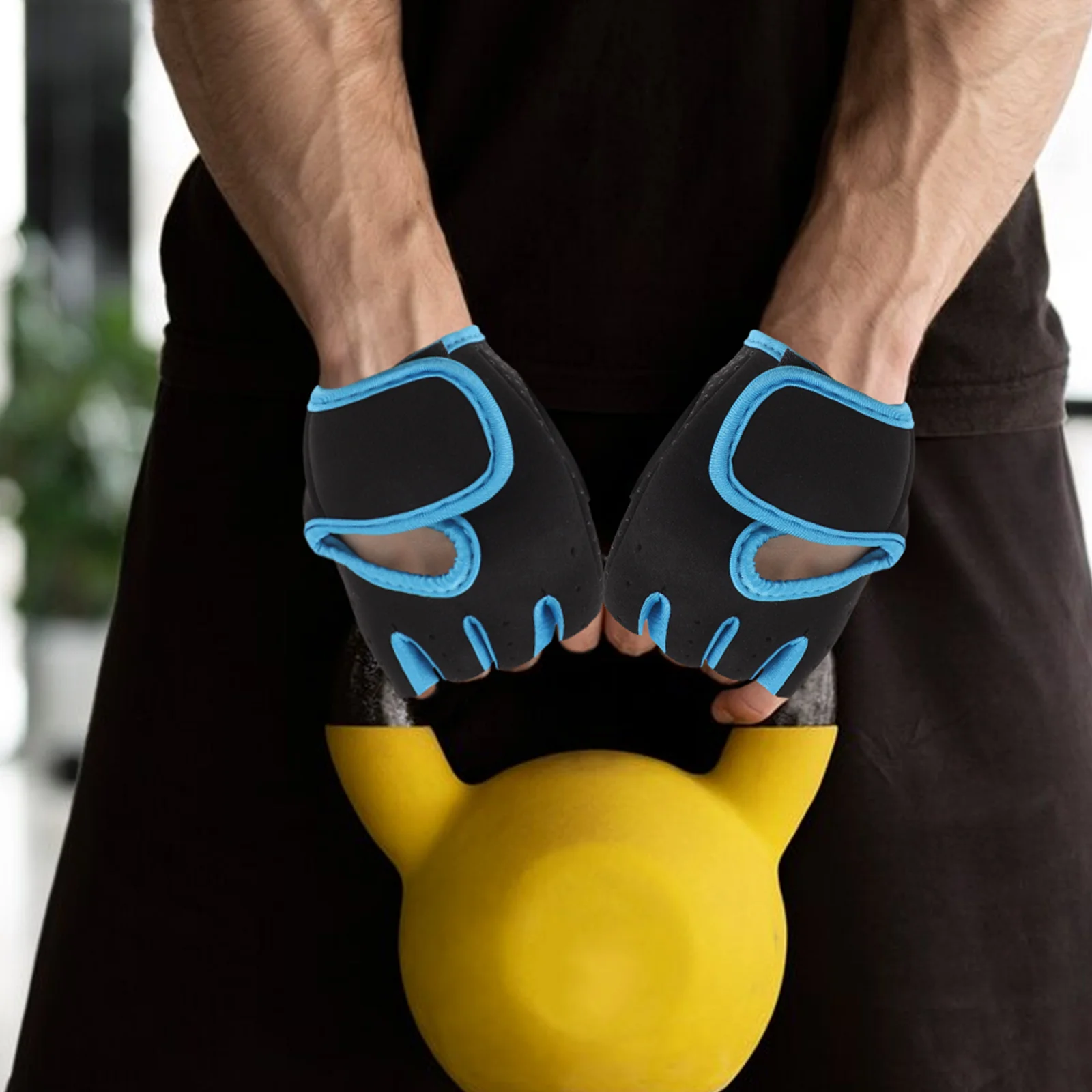 

Fitness Gloves Breathable Anti-slip Half Finger Men Women Black Polyester Workout Yoga Cycling Training Gym Hand Gloves