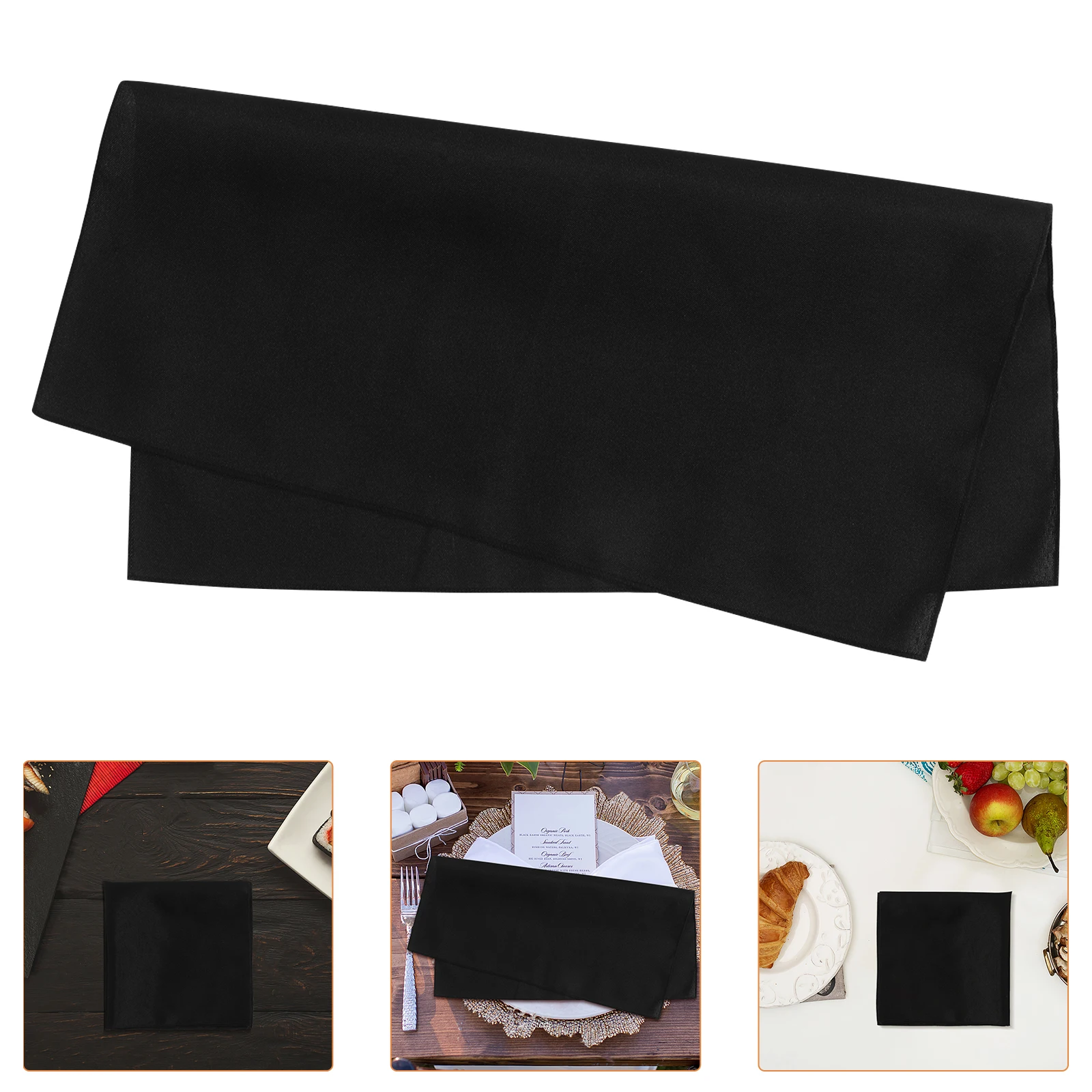 

4Pcs Napkin Black Cloth Napkins 17x17inch Reusable Washable Polyester Fabric Napkins Wedding Party Banquet Table Decor
