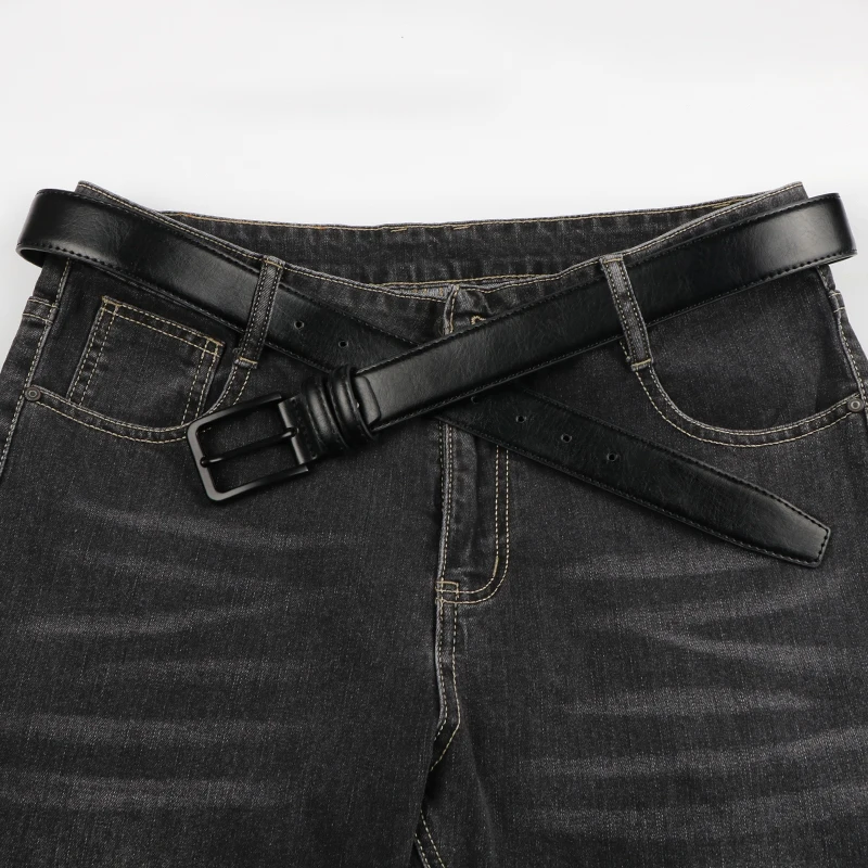 حزام جلدي كاجوال بإبزيم دبوسي من الجلد للرجال، حزام جينز للشباب، هدية عيد الأب