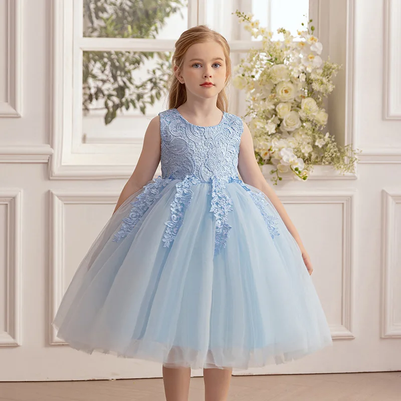 flower girsl wedding dress birthday party foreign princess host performance clothes