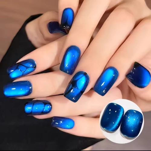 Imagen 1 del producto 10ML 1-10PCS Esmalte de Uñas en Gel Magnético Ojo de Gato Azul Profundo con Efecto Blanqueador y Perlas de Vidrio, para Uñas Francesas, Suministros para Uñas, Más Vendido