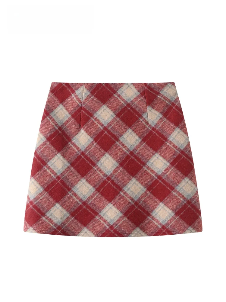 

Faionable Plaid A-Line Skirt for plus Size Women Autumn Winter New Sle Casual College Sle Trendy ort Skirt