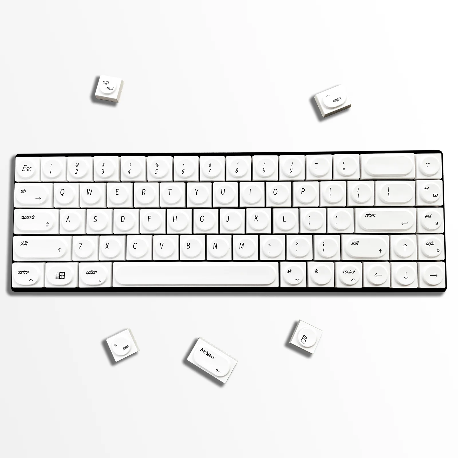 136 Keys PBT Full Custom Keycaps White Theme Minimalist Style Suitable for Mechanical Keyboard Keycaps 61 64 68 75 87 98 104