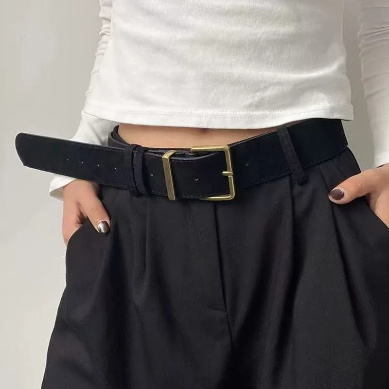 American retro winter frosted velvet belt for women, 2025 new style, versatile with skirts, simple, niche and high-end belt