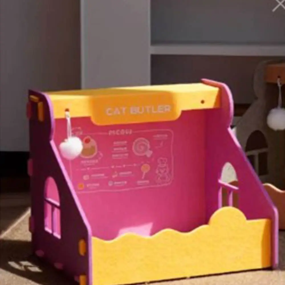 

Interactive Safety Felt Cat Nest Non Occupying Semi Closed Cat Paper Box Foldable Scratch Resistant Cat House Kitten