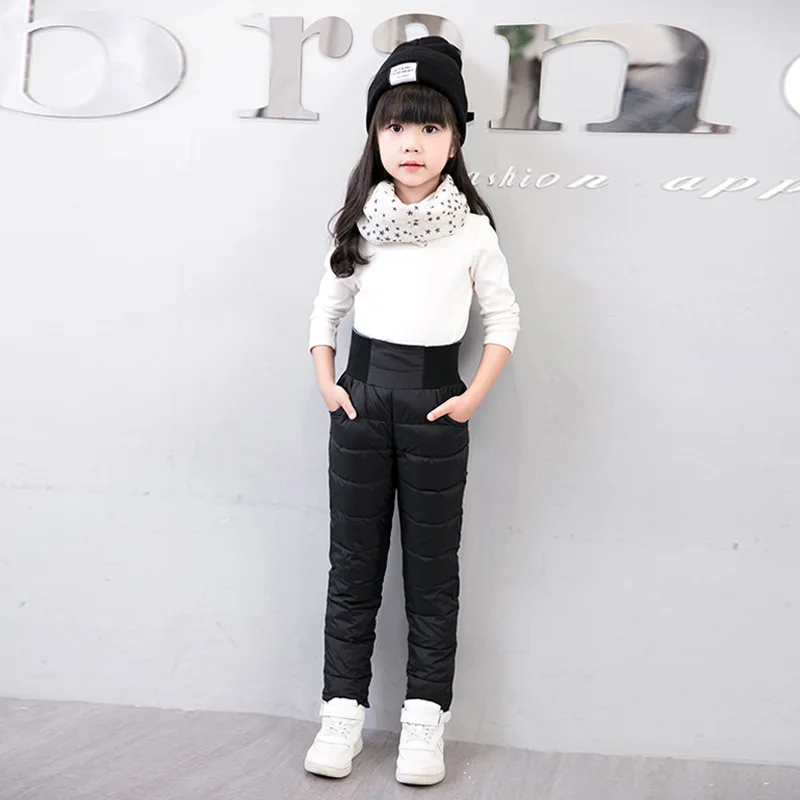 OLEKID 2025 Autumn Winter Down Cotton Children Pants High Waist Thick Warm Pants For Girls 1-12 Years Kids Teenage Boys Trousers