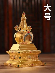 Tibetan Bodhi Pagoda Golden Stupa Buddhist Pearl Pagoda Dharma Tool Household Use Ornament Buddha Worship Stored Can Be Opened