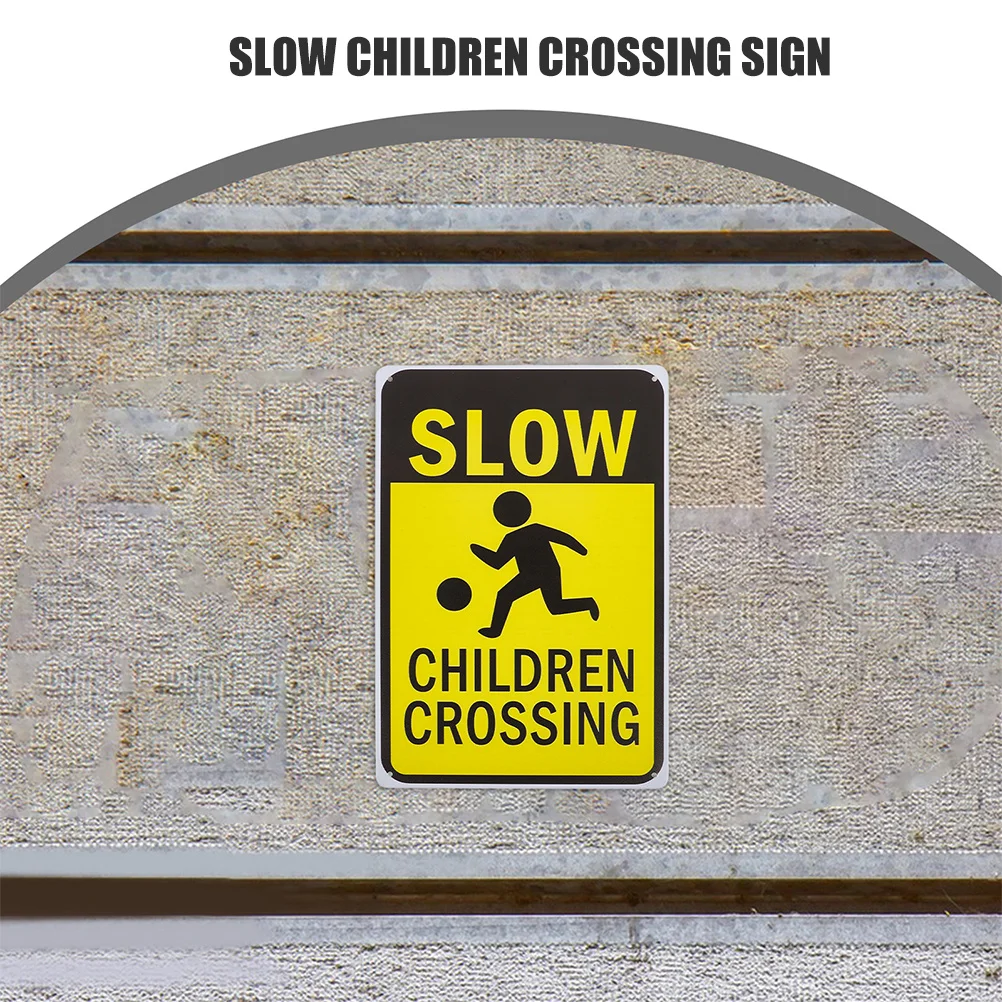 Slow Children Crossing Sign Metal Weatherproof Road Sign Bright Clear Kids Safety Caution for Traffic Signs