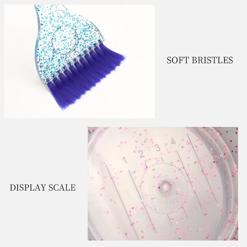 3 professional salon hair dye crystal glitter hair dye bowl set, hair brush and bowl tools, salon hairstyle accessories