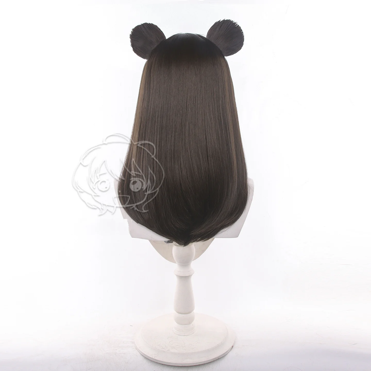 Arknights Zima Cosplay Wig Women Anime Brown Synthetic Hair Medium Length Wig with Bear Ears Halloween Costume Party Accessories