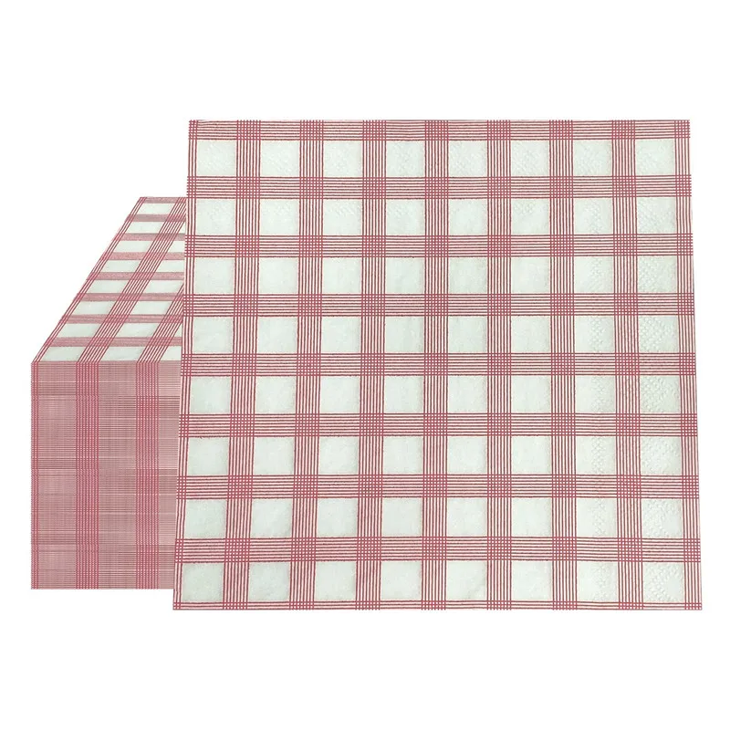 20Pcs/pack Classical Color Plaid Checkered Printed Disposable Dinner Napkin Paper Birthday Wedding Party Decor