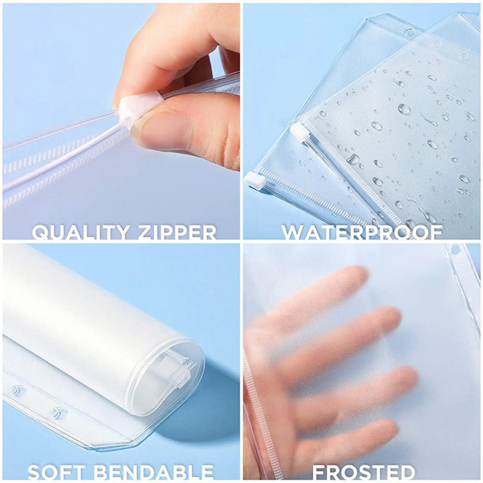 A6 Savings Binder PVC Zipper Envelopes Six Ring Pockets with Budget Stickers for Organizing Money