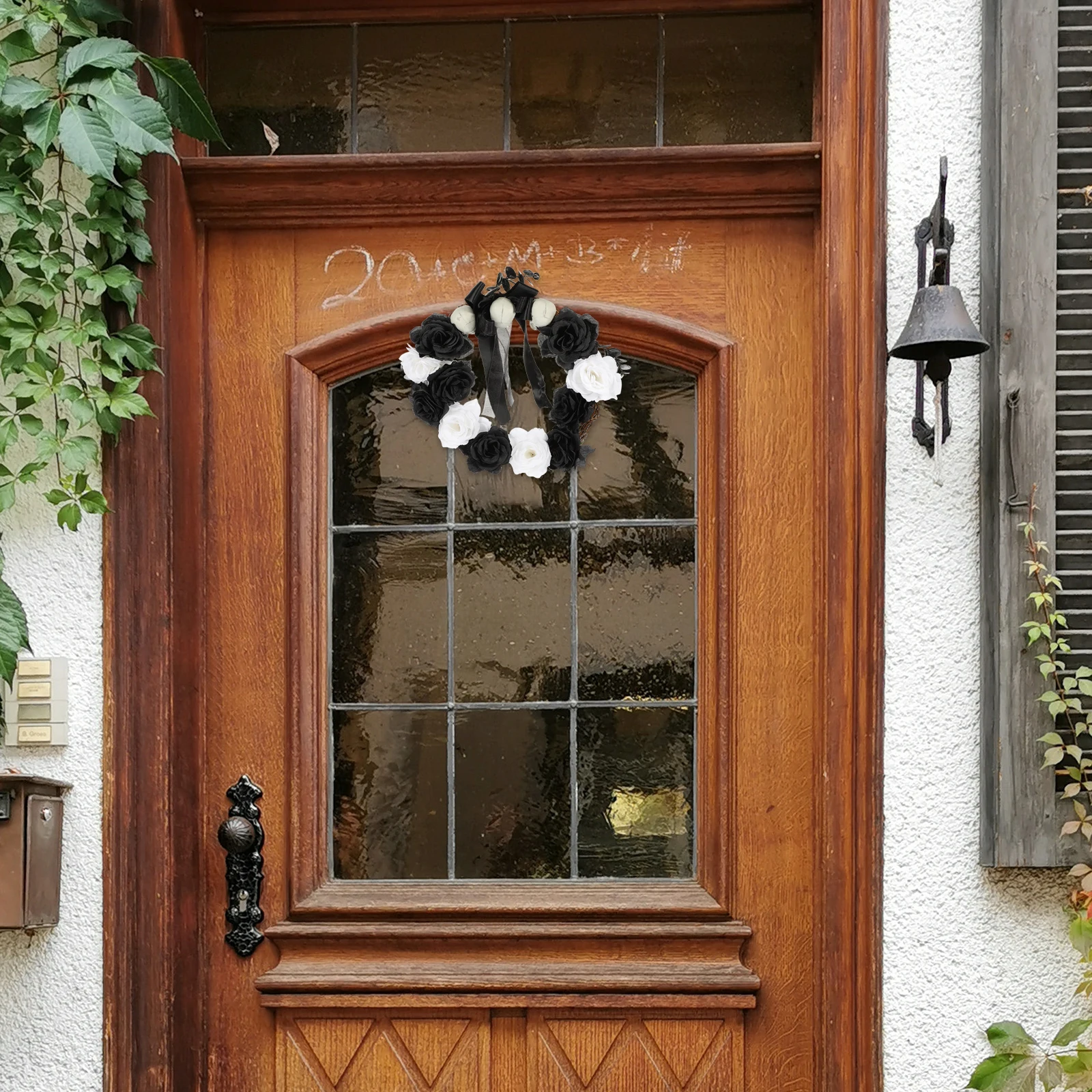 

Door Hanging Garland Halloween Practical Decoration Large Wreath Spooky Front Festival Black Plastic