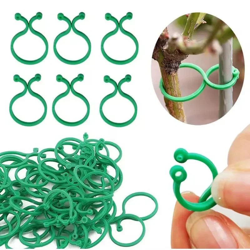 

50/100PCS Gardening Plastic 8-shaped Buckle Garden Plant Clip Binding Fixing Zip Ties Multifunctional Fixing Clip Lifting Ring