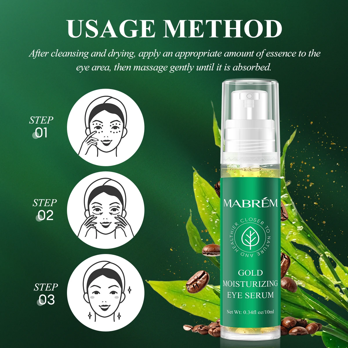 MABREM 22k Golden Eye Serum Moisturizing Anti-Wrinkle Anti-Age Hyaluronic Acid Remover Dark Circles Against Puffiness And Bags